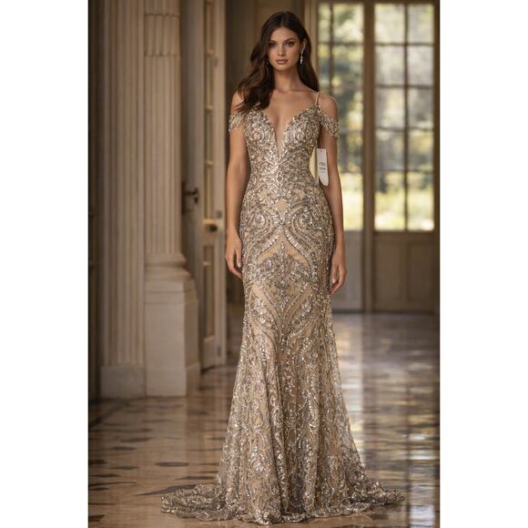 JVN by Jovani Dresses & Skirts - JVN by Jovani Embellished Lace Evening Gown